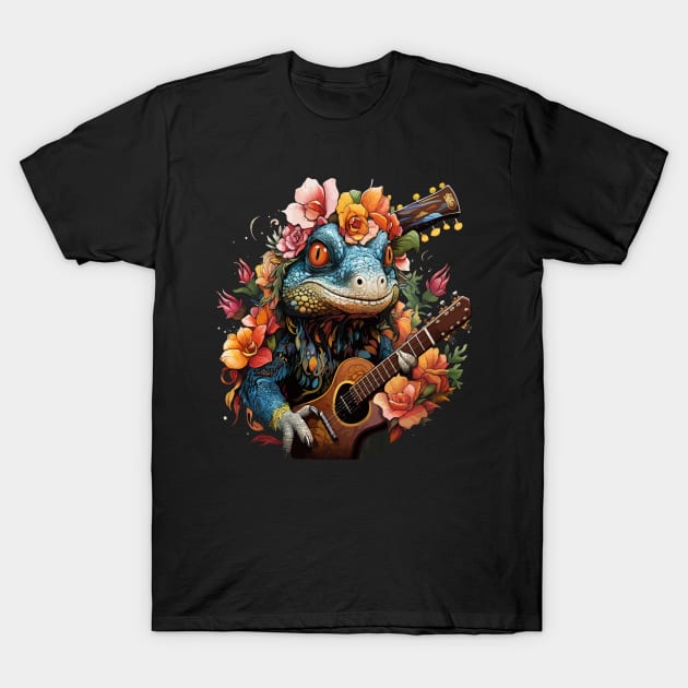 Gecko Playing Guitar T-Shirt by JH Mart